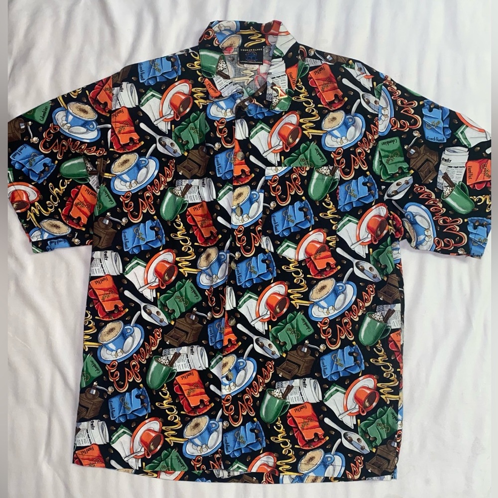 Vintage Toucan Dance Coffee Button Down
